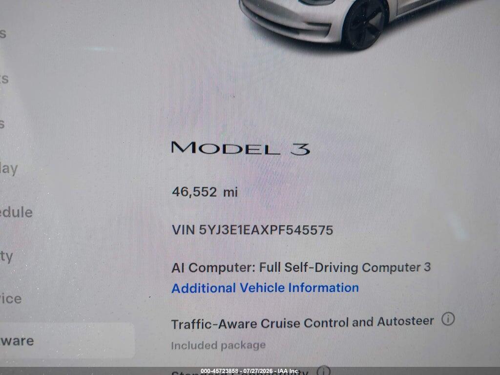 5YJ3E1EAXPF545575 2023 TESLA MODEL 3 photo no. 7