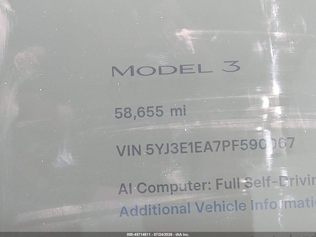 5YJ3E1EA7PF590067 2023 TESLA MODEL 3 photo no. 7