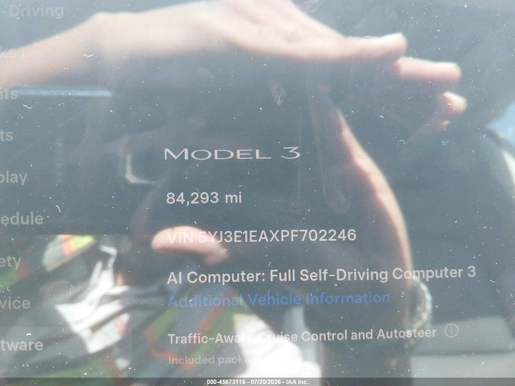 5YJ3E1EAXPF702246 2023 TESLA MODEL 3 photo no. 7