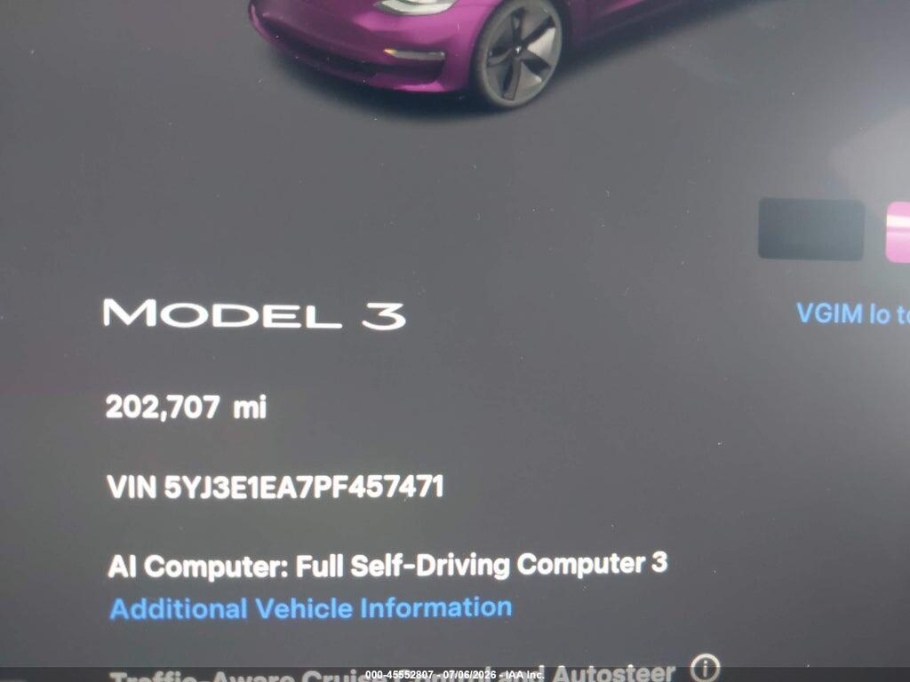 5YJ3E1EA7PF457471 2023 TESLA MODEL 3 photo no. 7