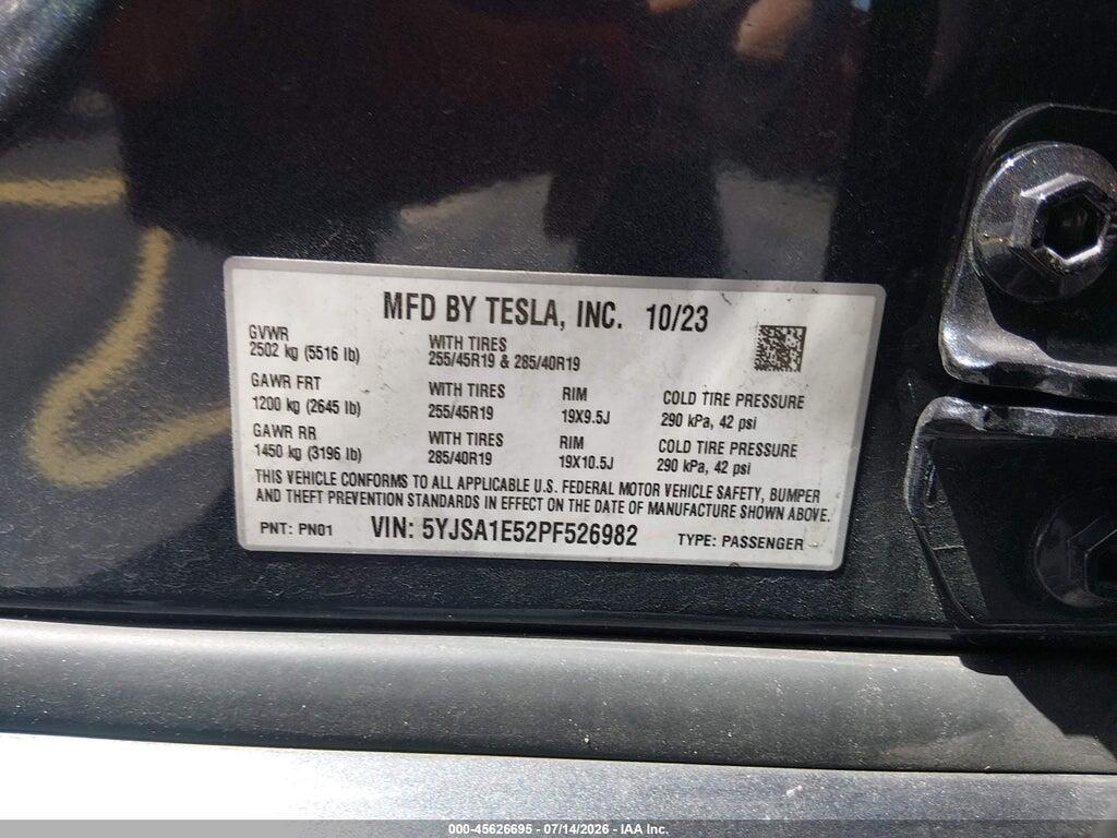 5YJSA1E52PF526982 2023 TESLA MODEL S photo no. 9