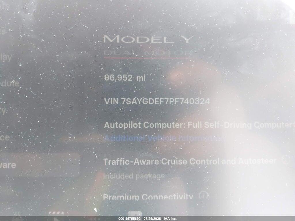 7SAYGDEF7PF740324 2023 TESLA MODEL Y photo no. 7