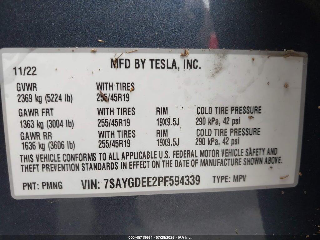 7SAYGDEE2PF594339 2023 TESLA MODEL Y photo no. 8