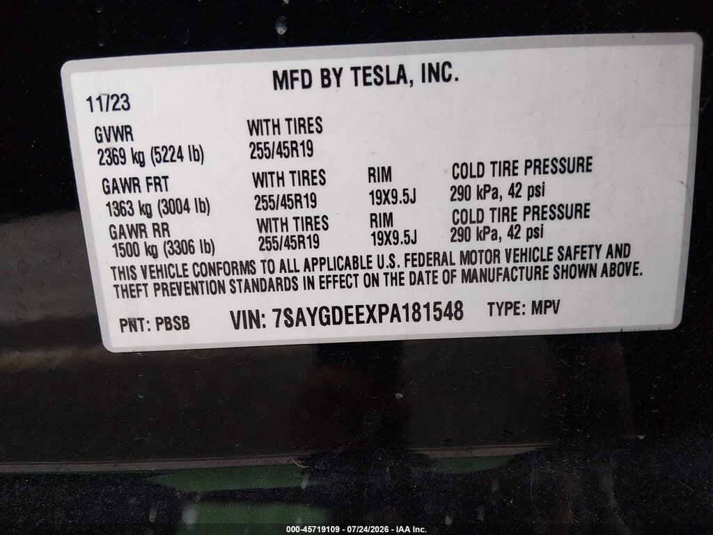7SAYGDEEXPA181548 2023 TESLA MODEL Y photo no. 9