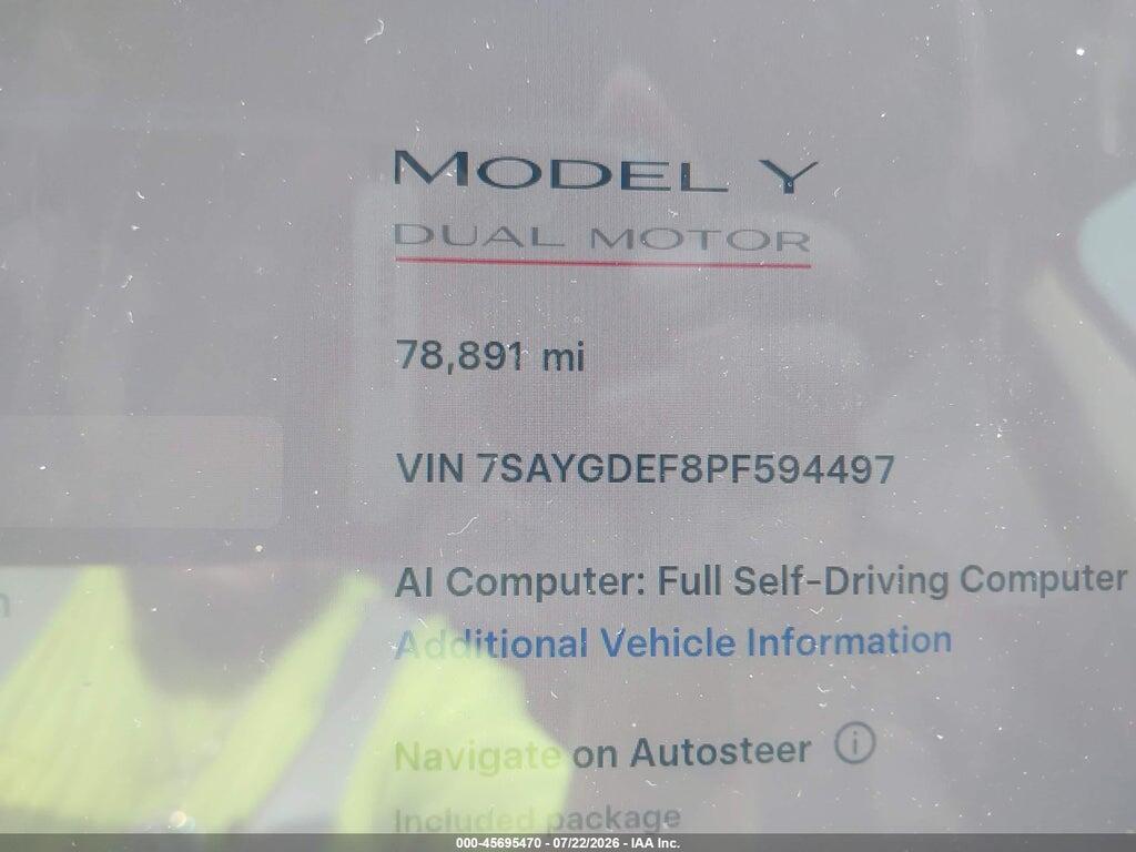7SAYGDEF8PF594497 2023 TESLA MODEL Y photo no. 7