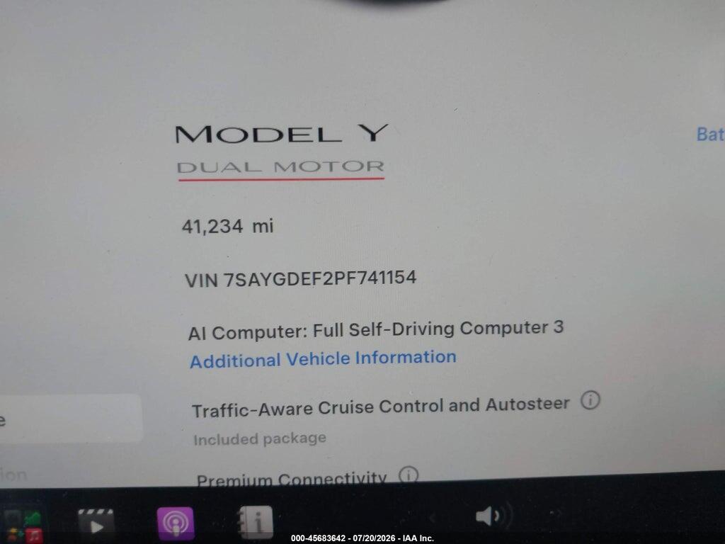 7SAYGDEF2PF741154 2023 TESLA MODEL Y photo no. 7