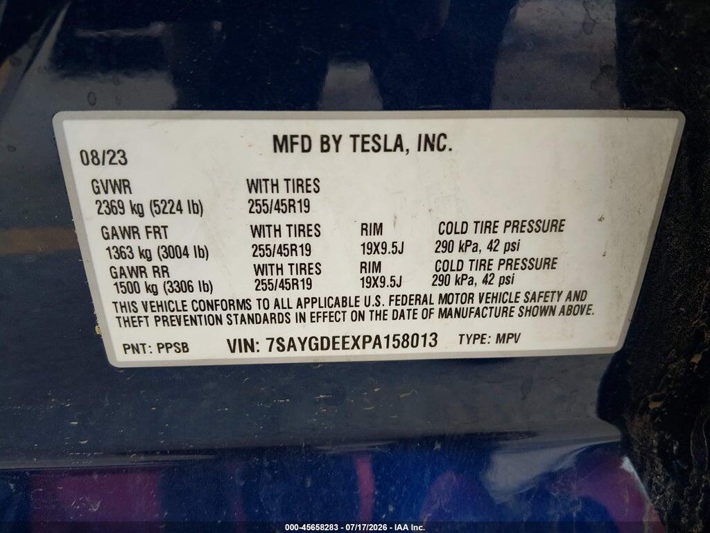 7SAYGDEEXPA158013 2023 TESLA MODEL Y photo no. 9