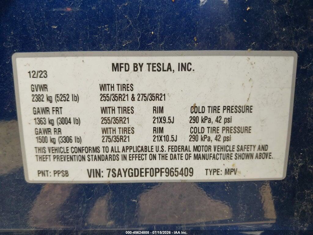 7SAYGDEF0PF965409 2023 TESLA MODEL Y photo no. 9