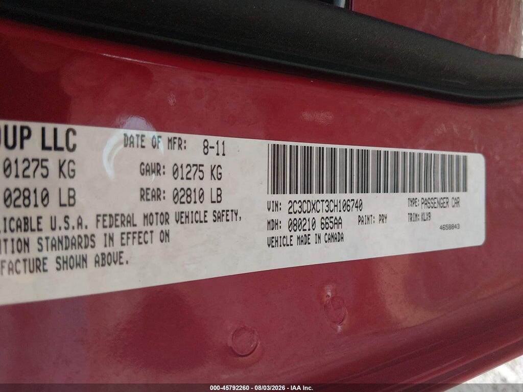 2C3CDXCT3CH106740 2012 DODGE CHARGER photo no. 9