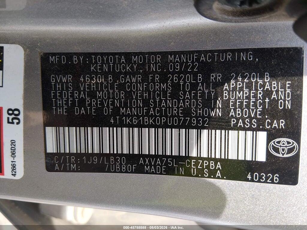 4T1K61BK0PU077932 2023 TOYOTA CAMRY photo no. 9