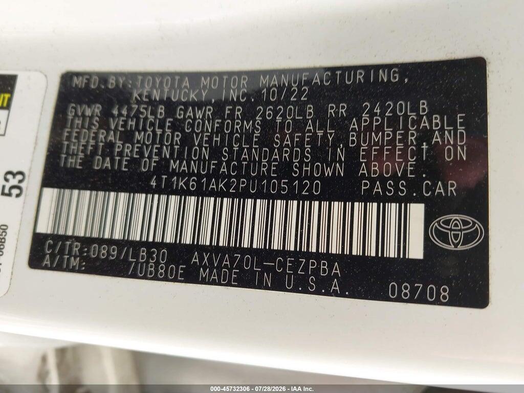 4T1K61AK2PU105120 2023 TOYOTA CAMRY photo no. 9
