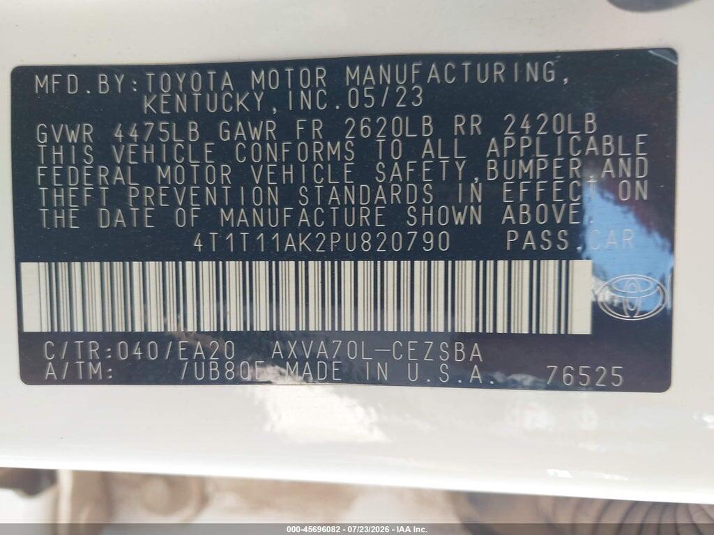 4T1T11AK2PU820790 2023 TOYOTA CAMRY photo no. 9