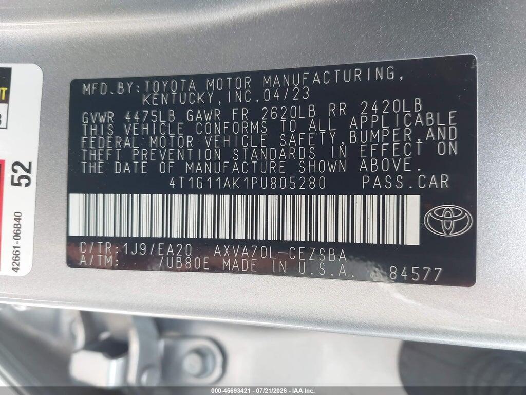 4T1G11AK1PU805280 2023 TOYOTA CAMRY photo no. 9