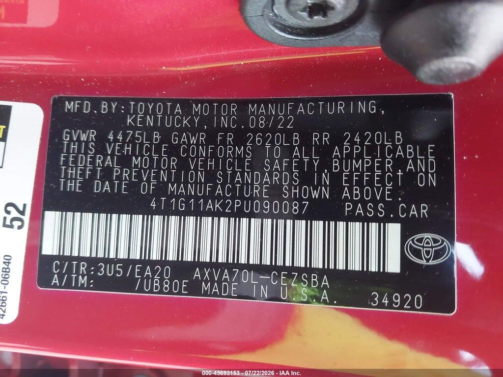 4T1G11AK2PU090087 2023 TOYOTA CAMRY photo no. 9