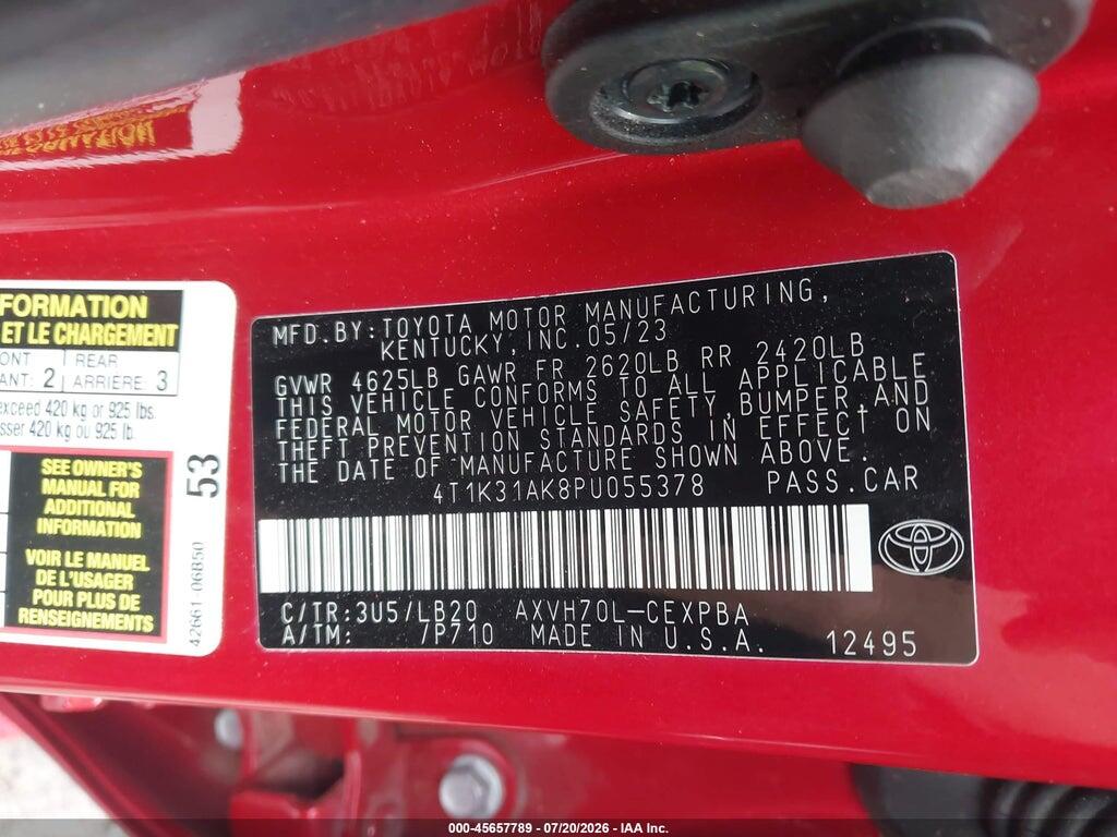 4T1K31AK8PU055378 2023 TOYOTA CAMRY photo no. 9