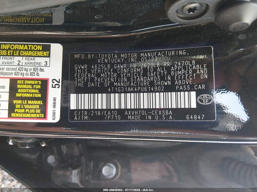 4T1G31AK4PU614902 2023 TOYOTA CAMRY photo no. 9