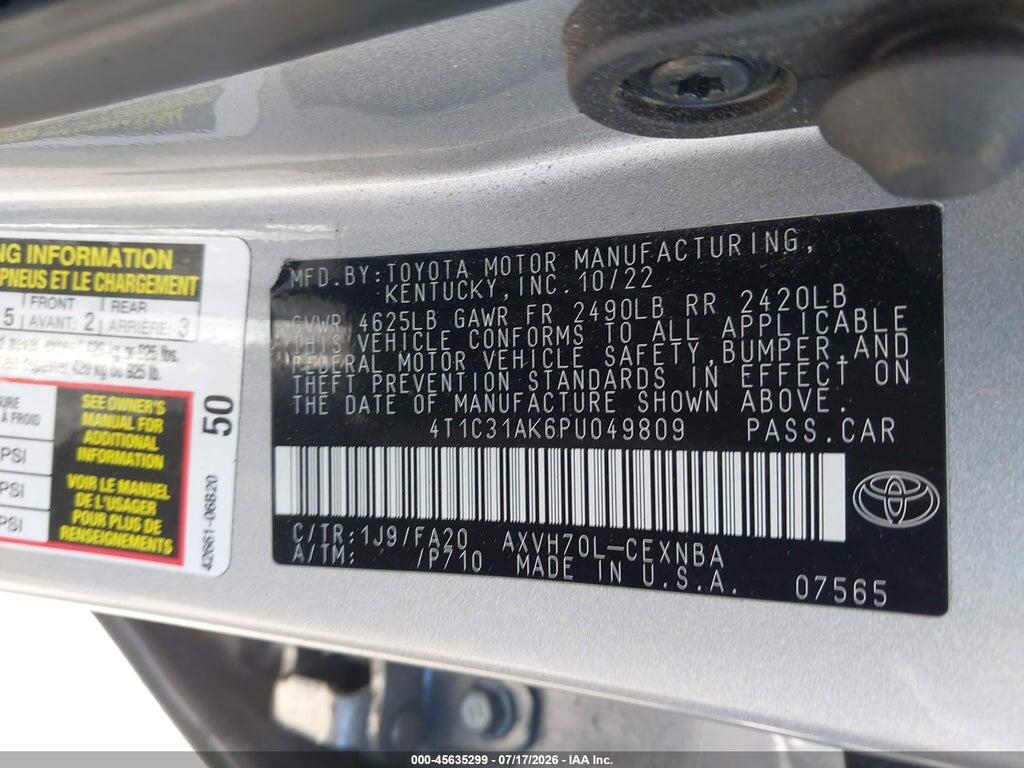 4T1C31AK6PU049809 2023 TOYOTA CAMRY photo no. 9