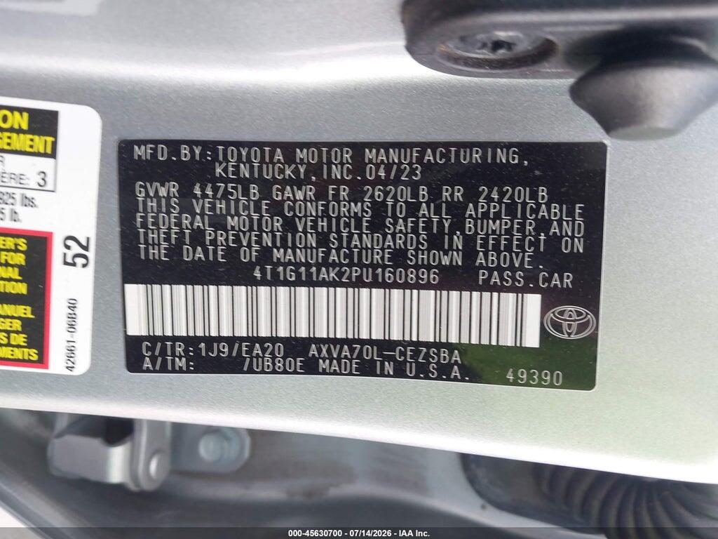 4T1G11AK2PU160896 2023 TOYOTA CAMRY photo no. 9