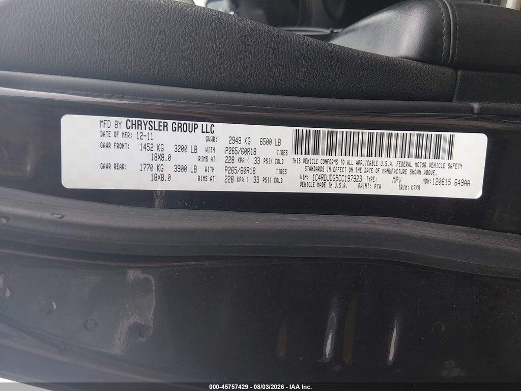 1C4RDJDG5CC197923 2012 DODGE DURANGO photo no. 9