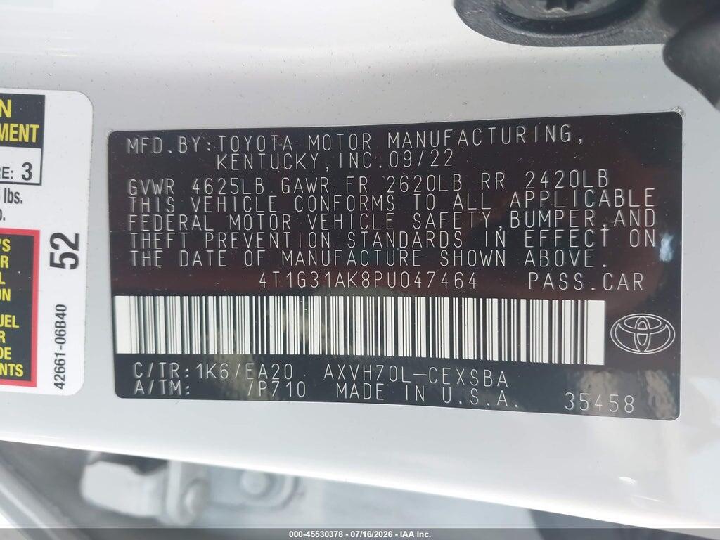 4T1G31AK8PU047464 2023 TOYOTA CAMRY photo no. 9