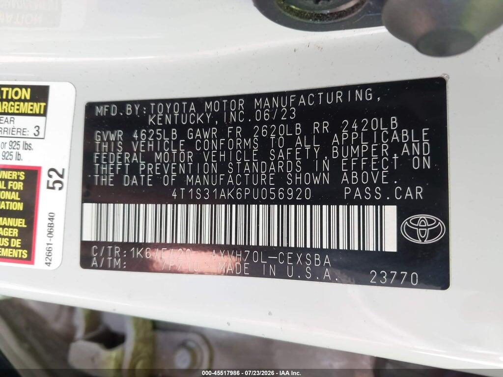 4T1S31AK6PU056920 2023 TOYOTA CAMRY photo no. 9