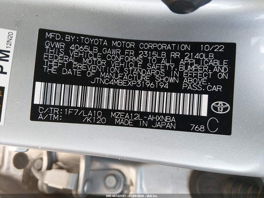JTNC4MBEXP3196194 2023 TOYOTA COROLLA photo no. 9
