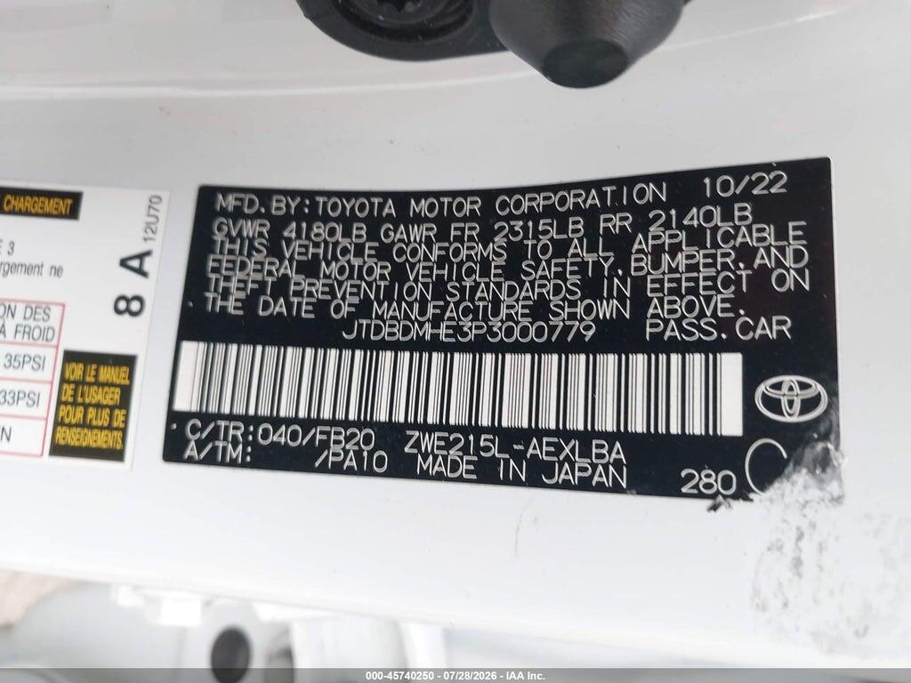 JTDBDMHE3P3000779 2023 TOYOTA COROLLA photo no. 9