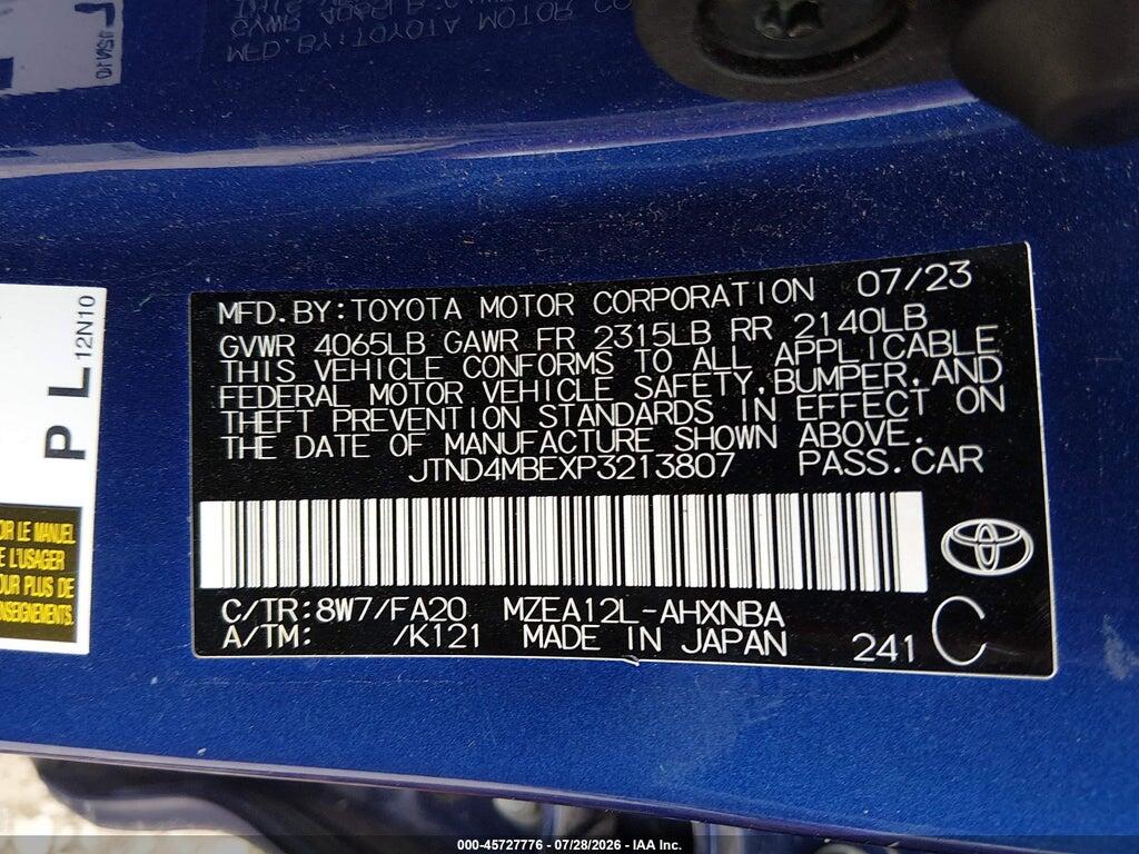 JTND4MBEXP3213807 2023 TOYOTA COROLLA photo no. 9
