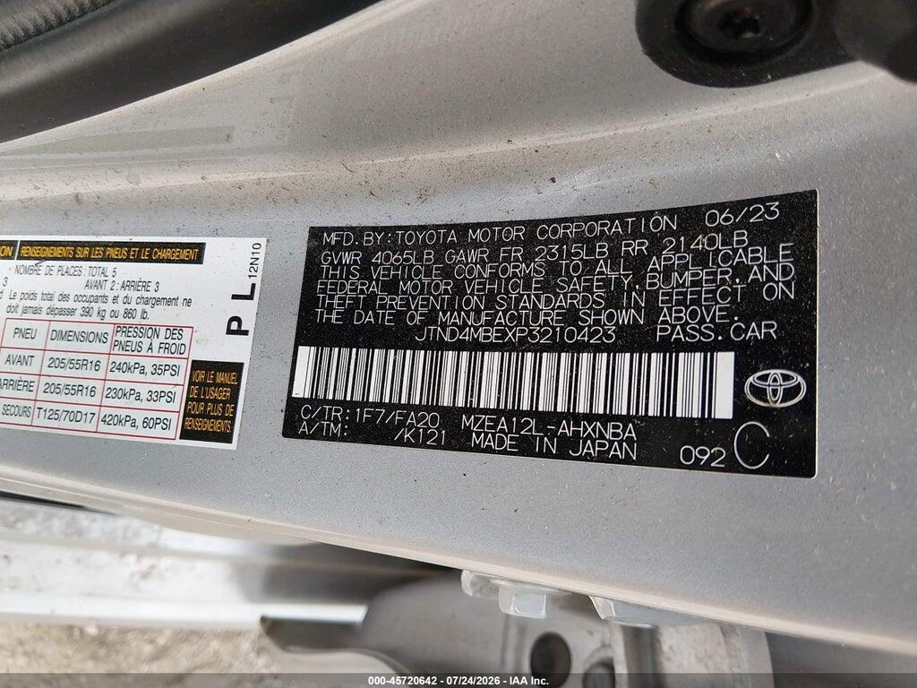 JTND4MBEXP3210423 2023 TOYOTA COROLLA photo no. 9