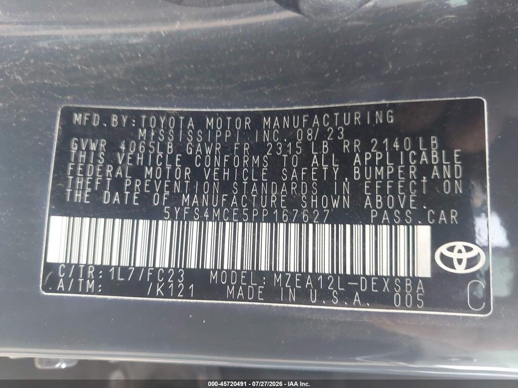 5YFS4MCE5PP167627 2023 TOYOTA COROLLA photo no. 9