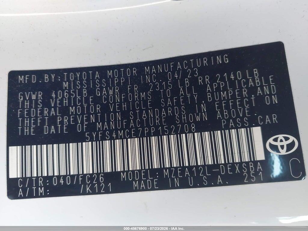 5YFS4MCE7PP152708 2023 TOYOTA COROLLA photo no. 9
