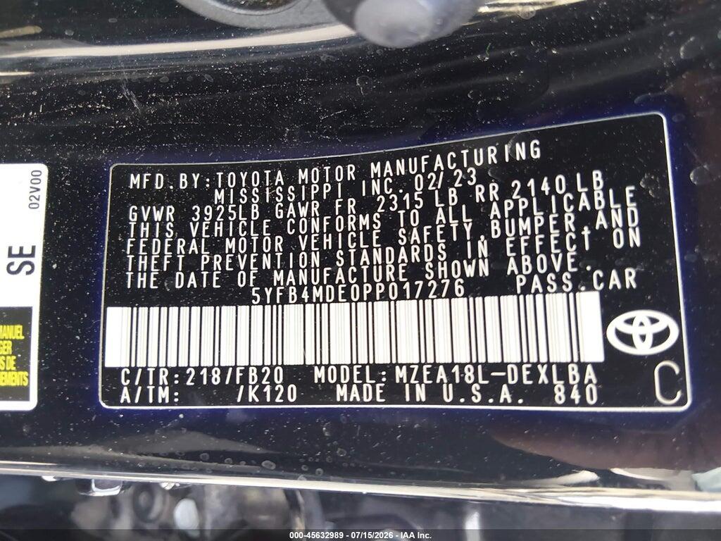 5YFB4MDE0PP017276 2023 TOYOTA COROLLA photo no. 9