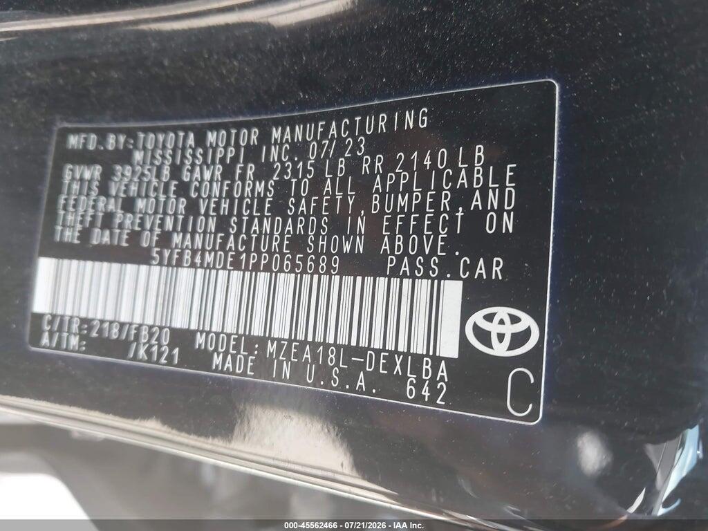 5YFB4MDE1PP065689 2023 TOYOTA COROLLA photo no. 9