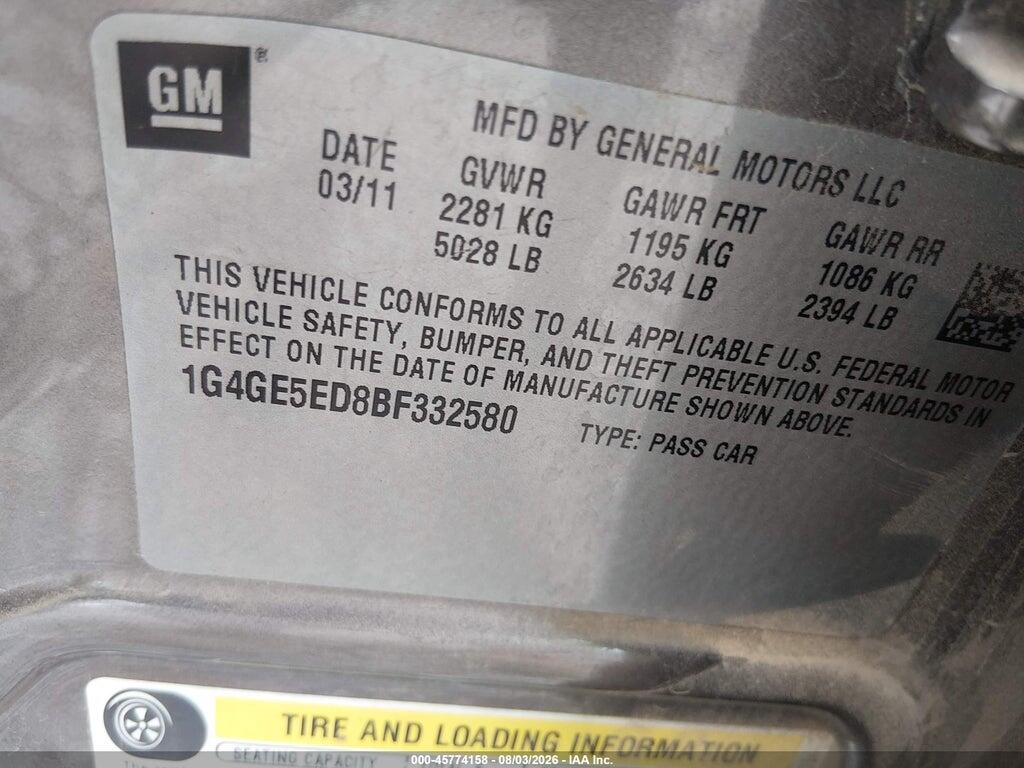1G4GE5ED8BF332580 2011 BUICK LACROSSE photo no. 9
