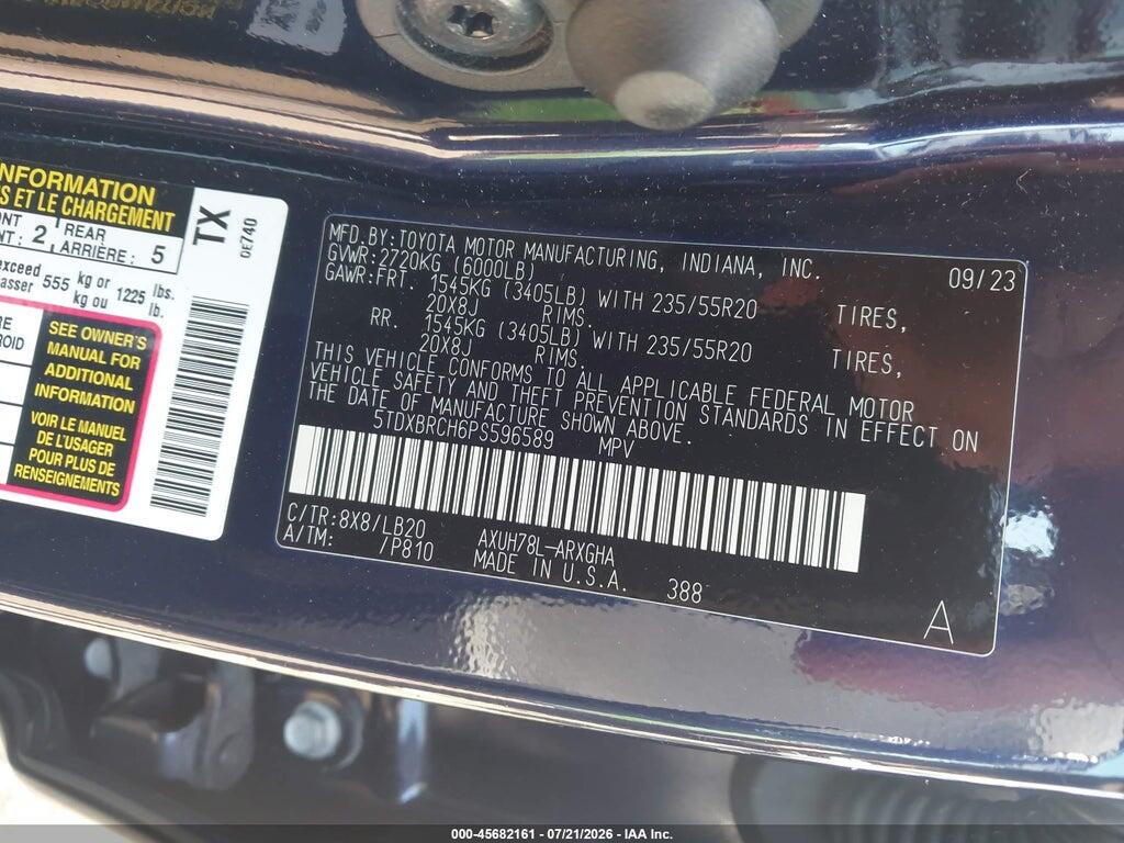 5TDXBRCH6PS596589 2023 TOYOTA HIGHLANDER photo no. 9
