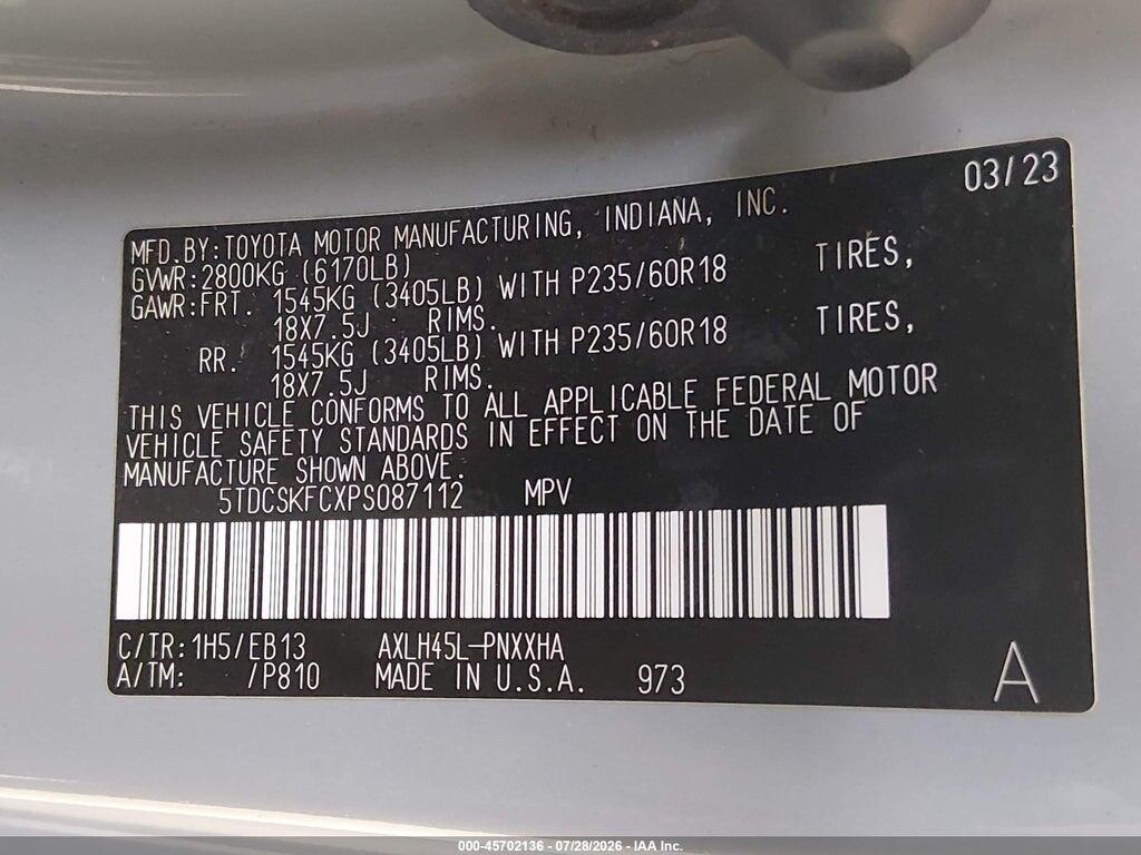 5TDCSKFCXPS087112 2023 TOYOTA SIENNA photo no. 9