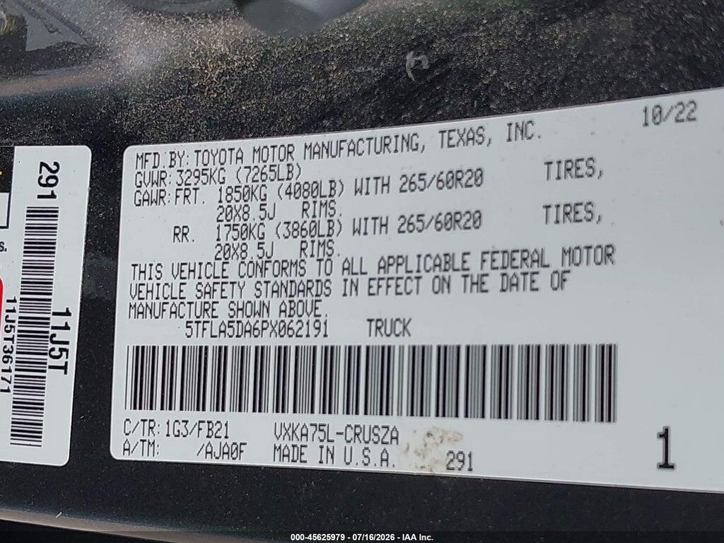 5TFLA5DA6PX062191 2023 TOYOTA TUNDRA photo no. 9
