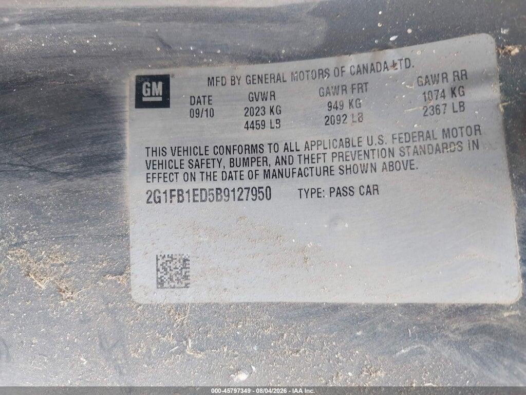 2G1FB1ED5B9127950 2011 CHEVROLET CAMARO photo no. 9