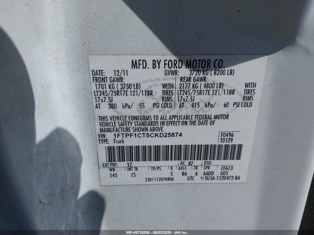 1FTPF1CT5CKD25874 2012 FORD F-150 photo no. 9