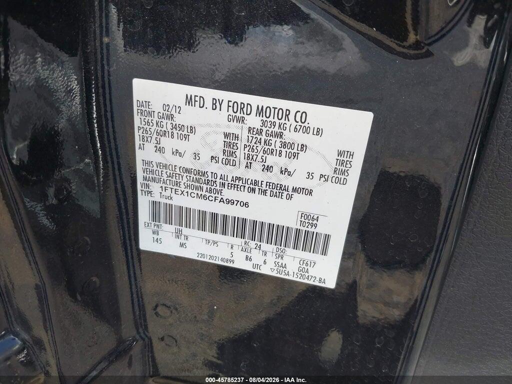 1FTEX1CM6CFA99706 2012 FORD F-150 photo no. 9