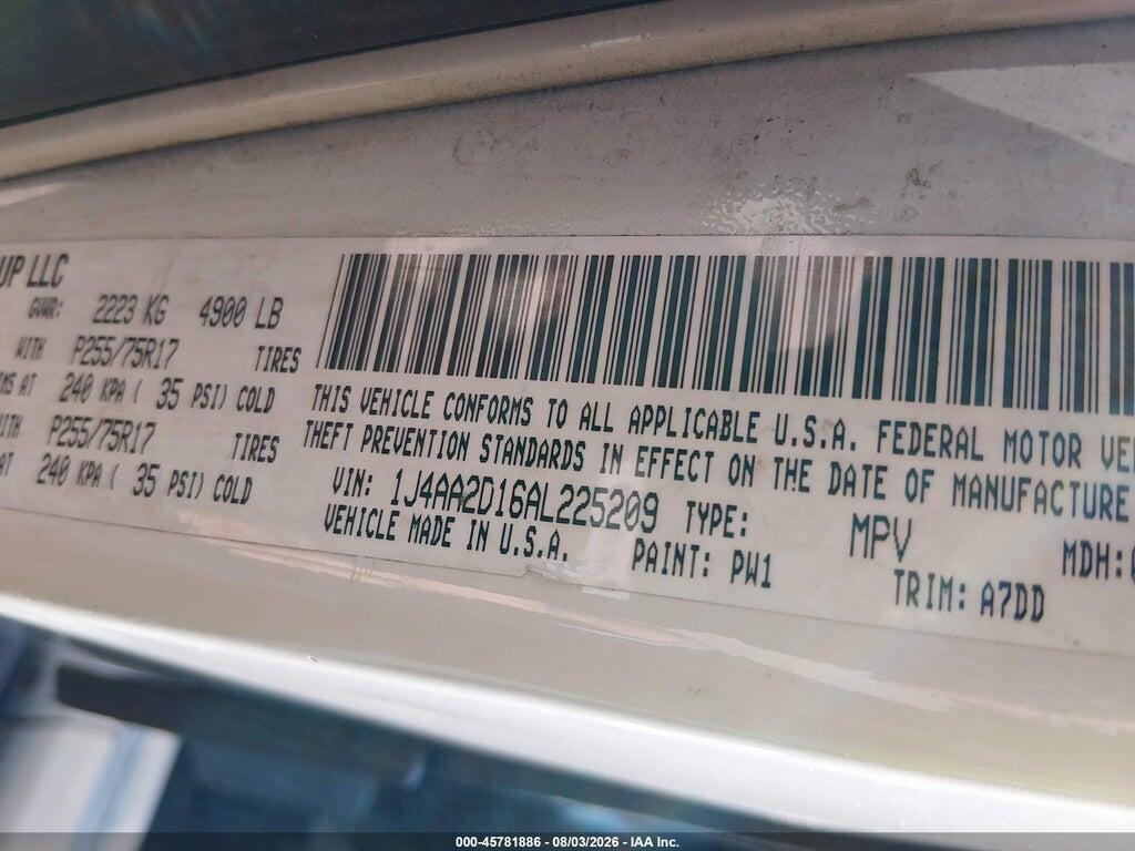 1J4AA2D16AL225209 2010 JEEP WRANGLER photo no. 9