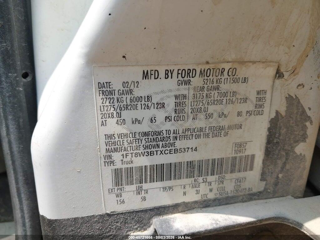 1FT8W3BTXCEB53714 2012 FORD F-350 photo no. 9