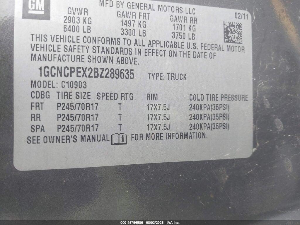 1GCNCPEX2BZ289635 2011 CHEVROLET SILVERADO 1500 photo no. 9