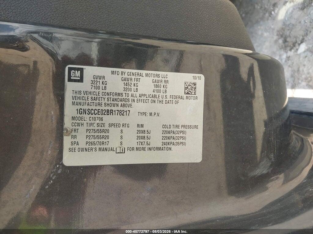 1GNSCCE02BR178217 2011 CHEVROLET TAHOE photo no. 9