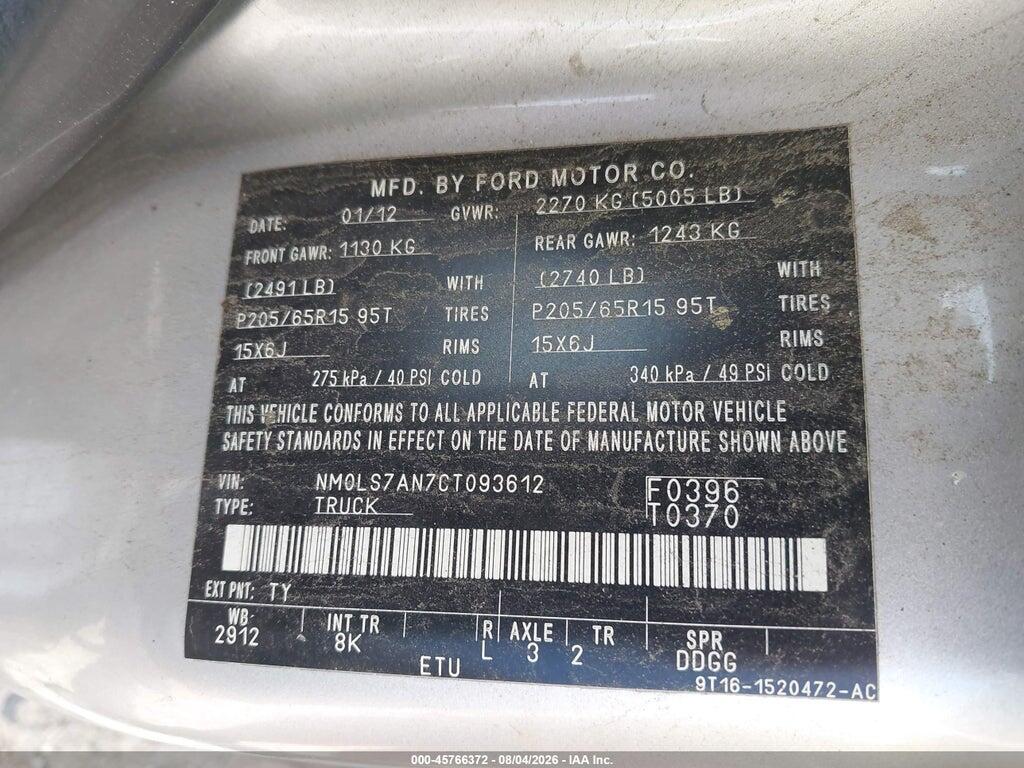 NM0LS7AN7CT093612 2012 FORD TRANSIT CONNECT photo no. 9