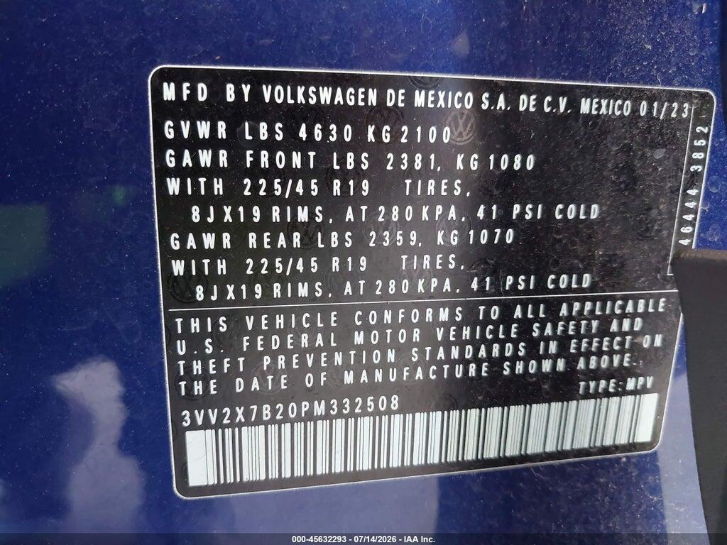3VV2X7B20PM332508 2023 VOLKSWAGEN TAOS photo no. 9