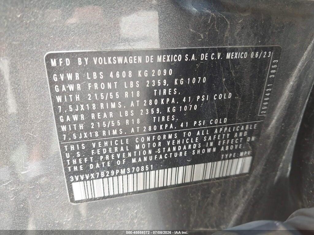 3VVVX7B29PM370851 2023 VOLKSWAGEN TAOS photo no. 9