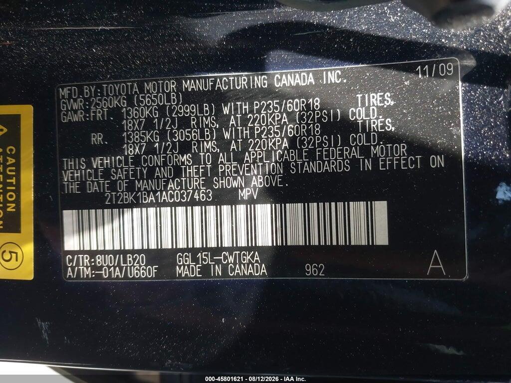 2T2BK1BA1AC037463 2010 LEXUS RX 350 photo no. 9