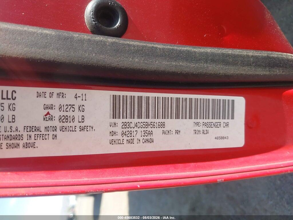 2B3CJ4DG5BH561688 2011 DODGE CHALLENGER photo no. 9