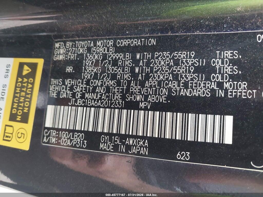 JTJBC1BA6A2012331 2010 LEXUS RX 450H photo no. 9
